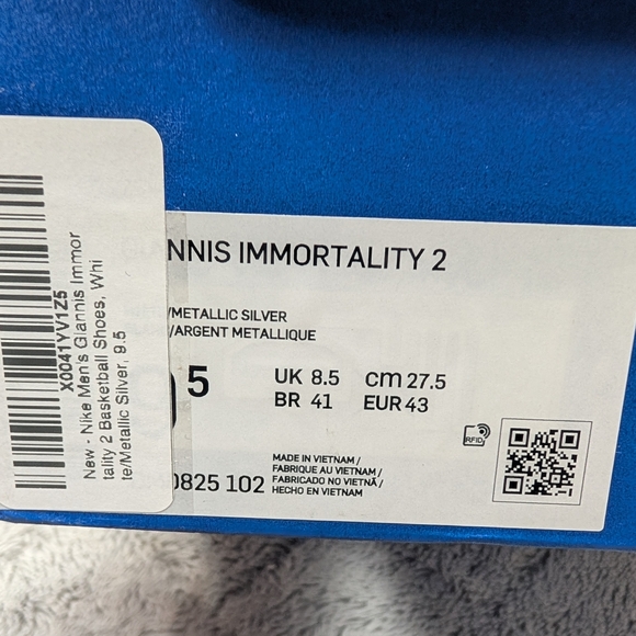 Nike Giannis Immortality 2 White Silver Blue Basketball Shoes Mens 9.5 New - Picture 8 of 8
